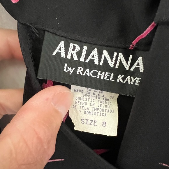 Arianna by Rachel Kaye long spaghetti strap evening gown black pink roses size 8 - Picture 9 of 9